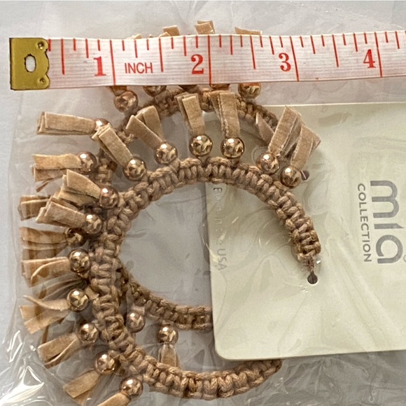 Mia collection tan and gold statement hoop earrings - Picture 4 of 4
